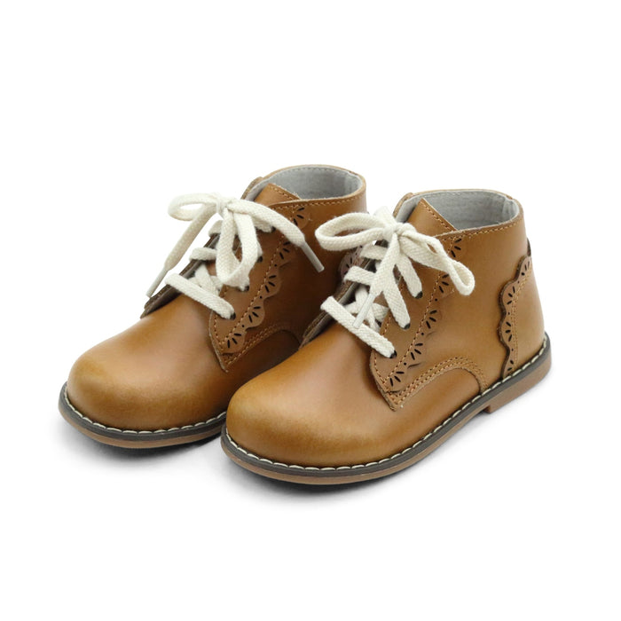 L'Amour Shoes - Camel Toddler girl's Lace Up Junie Boot
