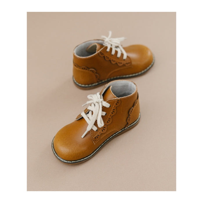 L'Amour Shoes - Camel Toddler girl's Lace Up Junie Boot