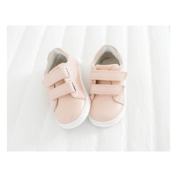 L'Amour Shoes Toddler Girls Kenzie Double Velcro Pink Leather Sneaker
