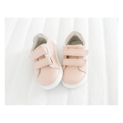 L'Amour Shoes Toddler Girls Kenzie Double Velcro Pink Leather Sneaker