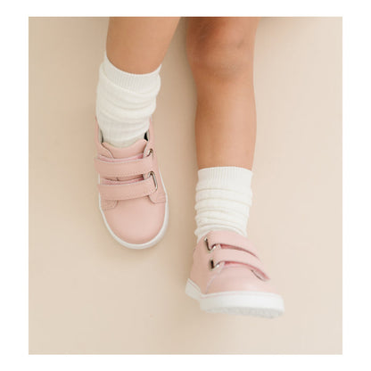 L'Amour Shoes Toddler Girls Kenzie Double Velcro Pink Leather Sneaker