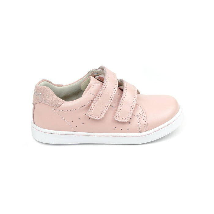 L'Amour Shoes Girls Kenzie Double Velcro Pink Leather Sneaker