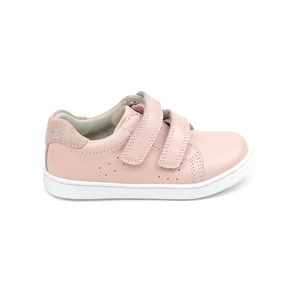L'Amour Shoes Girls Kenzie Double Velcro Pink Leather Sneaker