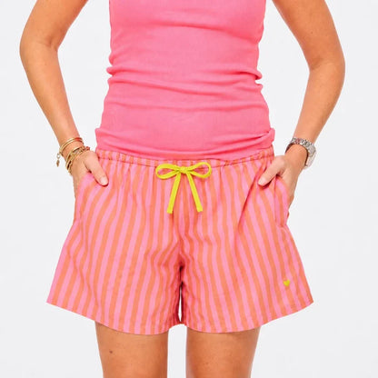 Kerri Rosenthal – Weekend Stripe Short in Palm Pink and Cali Rose
