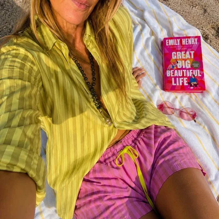 Kerri Rosenthal – Weekend Stripe Short in Palm Pink and Cali Rose
