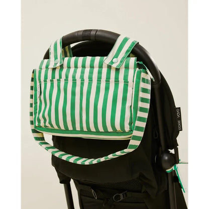 Kindred Bravely - Stroller Party Caddy Bag in Green Stripe