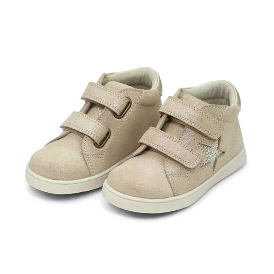L'Amour Champagne Toddler Girls Kira Star Leather Sneaker - L'Amour Shoes