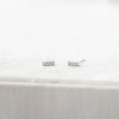 Kris Nations – Bar Dash Crystal Stud Earrings in Sterling Silver