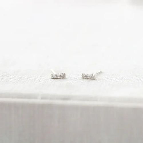 Kris Nations – Bar Dash Crystal Stud Earrings in Sterling Silver