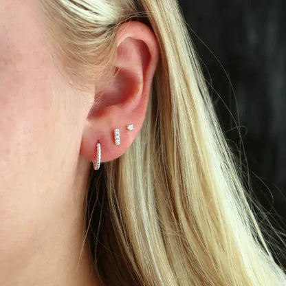 Kris Nations – Bar Dash Crystal Stud Earrings in Sterling Silver