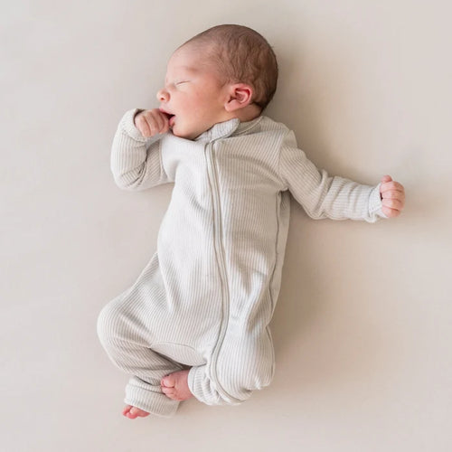 Kyte Baby - Ribbed Zipper Romper in Oat