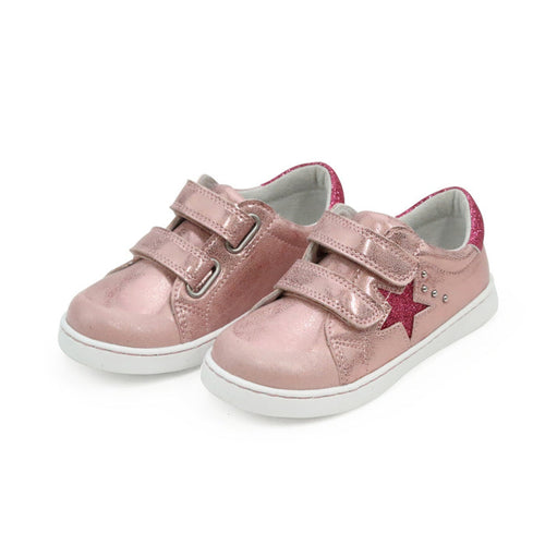 Toddler Girls Lani Star Studded Double Velcro Sneaker In Pink - L'Amour Shoes