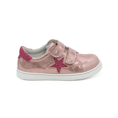 Toddler Girls Lani Star Studded Double Velcro Sneaker In Pink - L'Amour Shoes