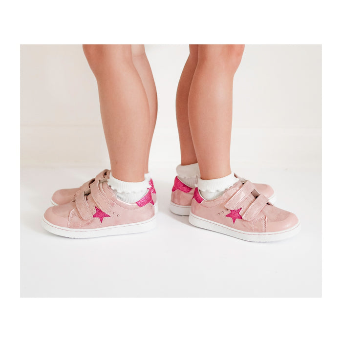 Toddler Girls Lani Star Studded Double Velcro Sneaker In Pink - L'Amour Shoes