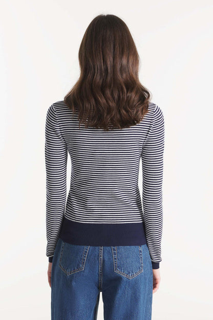 Le Mont Saint Michel - Grada Striped Cardigan in Navy