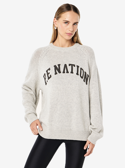Legacy Knit Crew in Snow Marle & Caviar