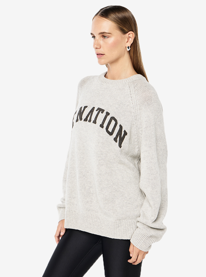 Legacy Knit Crew in Snow Marle & Caviar