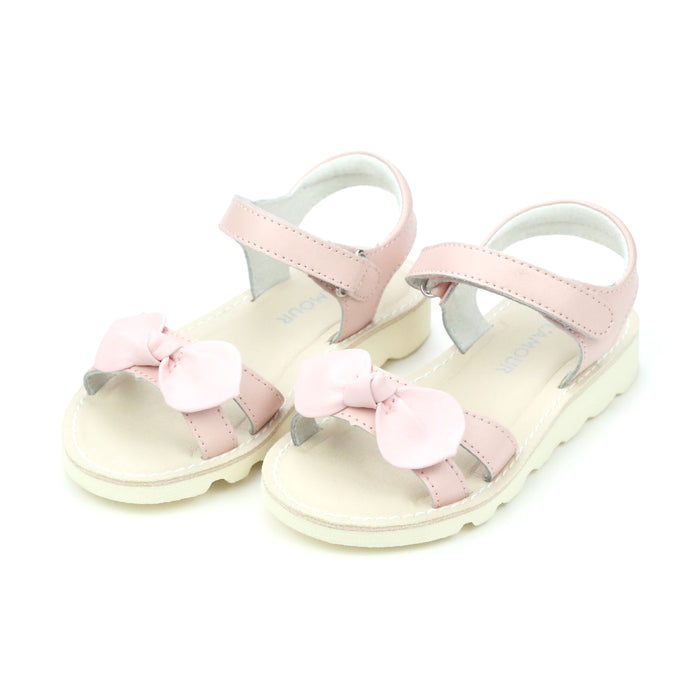 Leigh Knotted Bow 
Pink Sandal - L'Amour Shoes - Girls Toddler Wedge Sandal