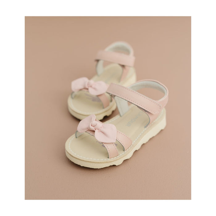 Toddler Girl's Wedge Pink Sandals - Leigh Knotted Bow Sandal - L'Amour Shoes