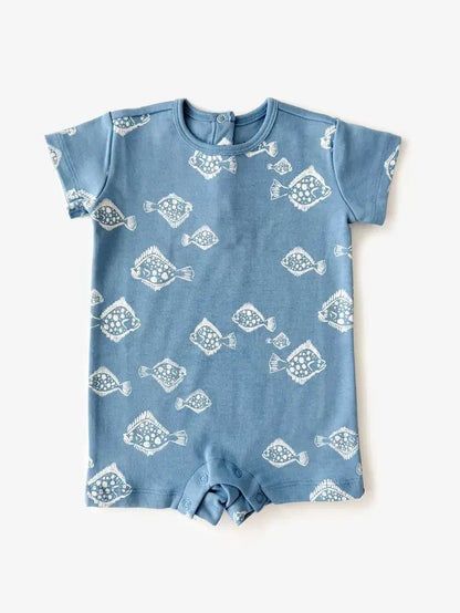 Lewis – Baby Romper in Indigo Flounder