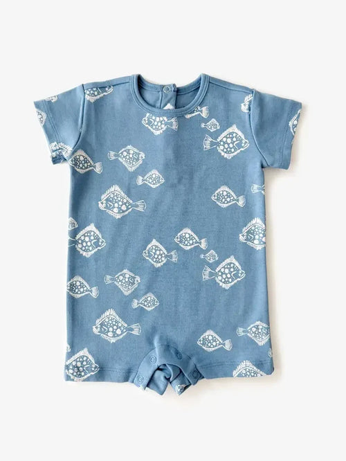 Lewis – Baby Romper in Indigo Flounder