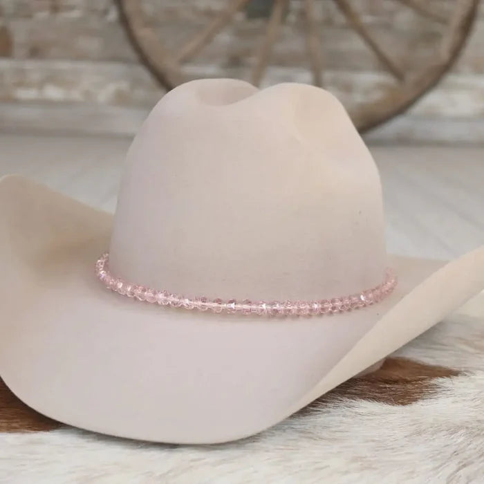 Light Pink Glass Bead Hat Band