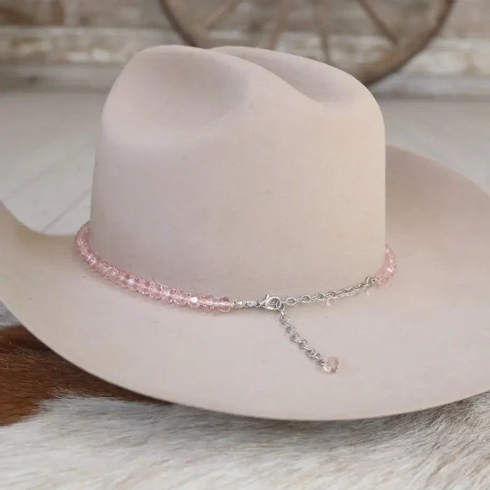 Light Pink Glass Bead Hat Band