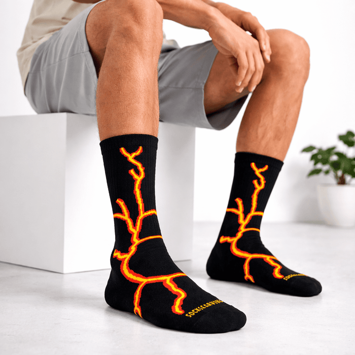 -Lightning 2.0 Bolt Socks - Black Orange-