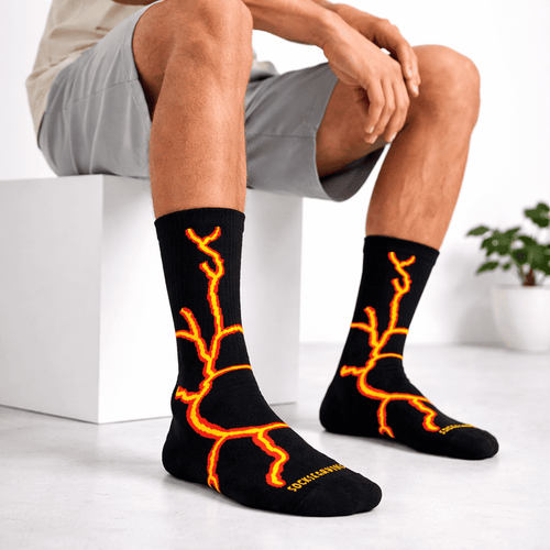 -Lightning 2.0 Bolt Socks - Black Orange-
