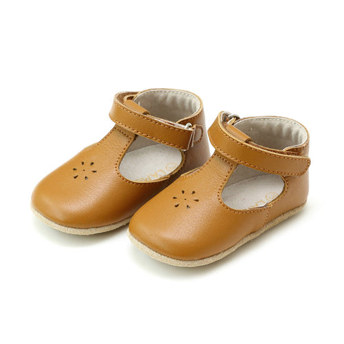 L'Amour Girls Lisette Caramel T-Strap Mary Jane Crib Shoe (Infant)