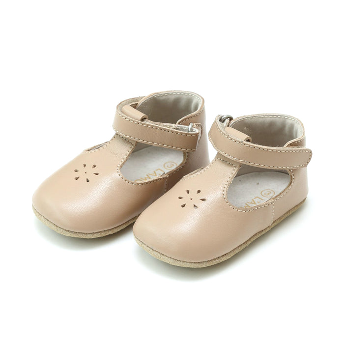 L'Amour Girls Lisette Latte T-Strap Mary Jane Crib Shoe (Infant)