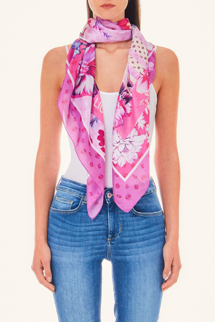 Liu Jo Foulard Digital Fl 120x120 Viola Donna