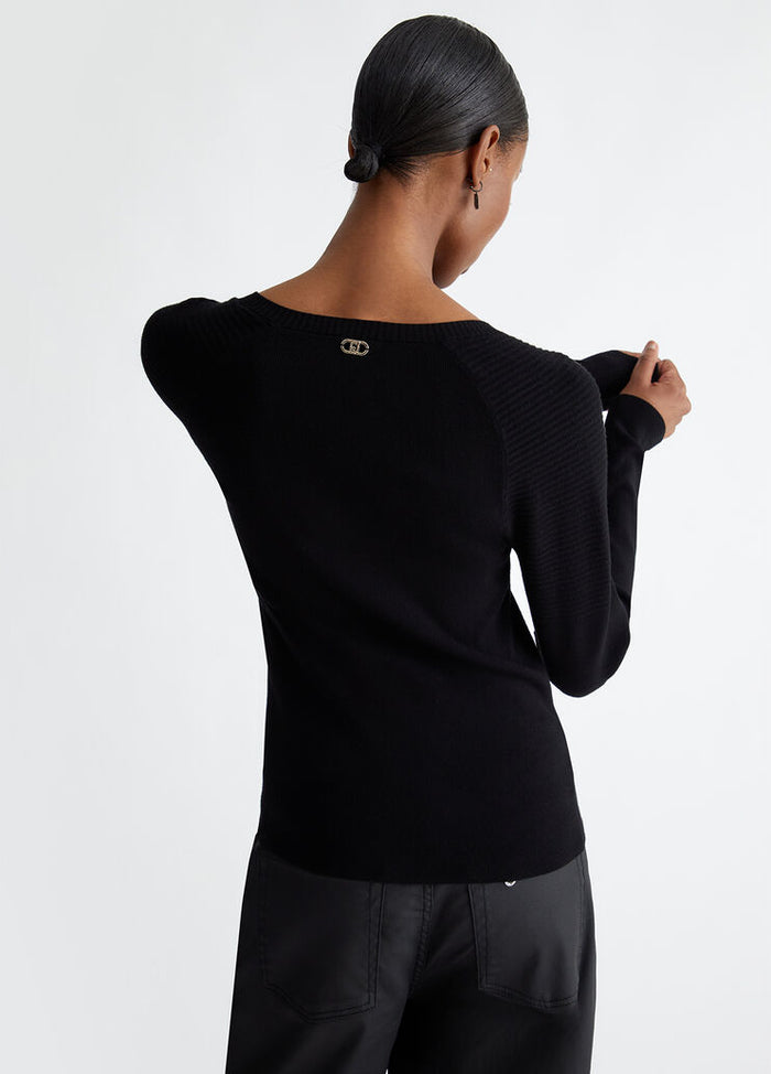 Liu Jo Maglia V Neck Nero Donna