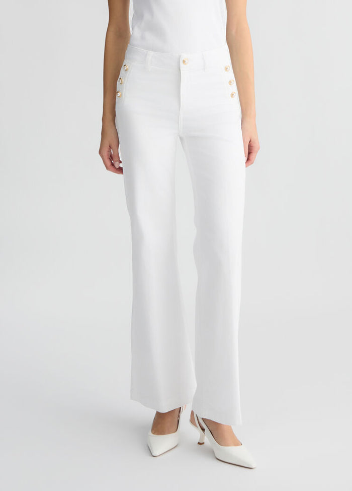 Liu Jo Pantaloni Flaire Stretch Bianco Donna