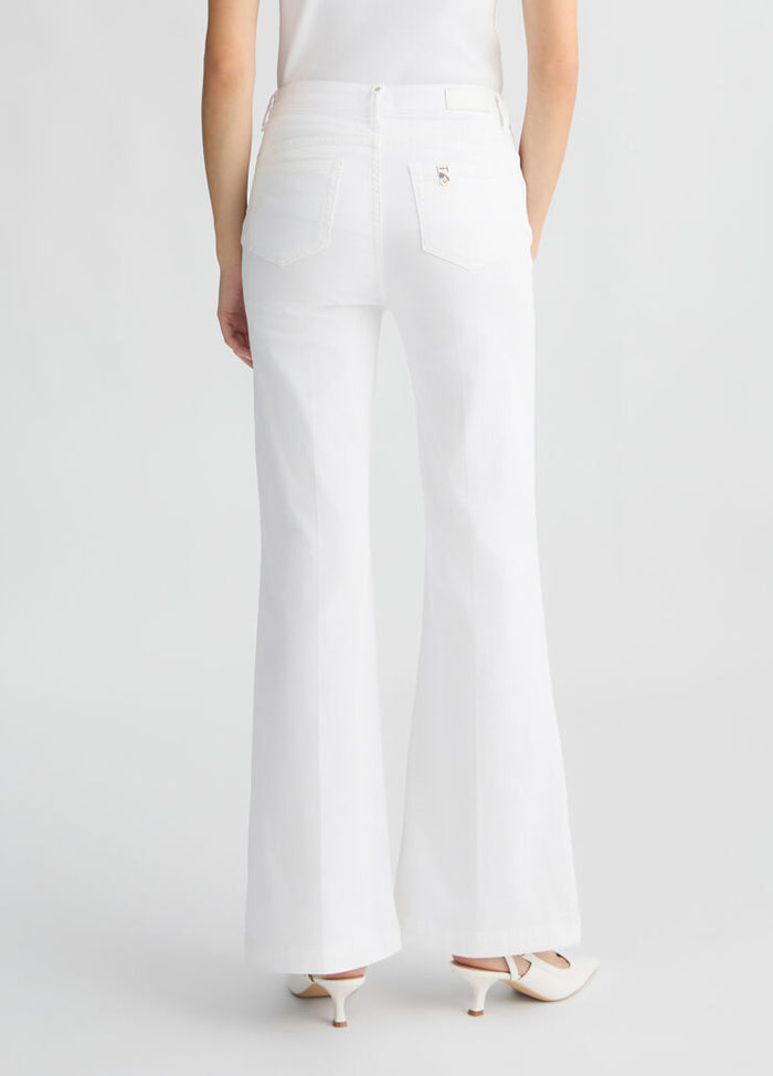 Liu Jo Pantaloni Flaire Stretch Bianco Donna