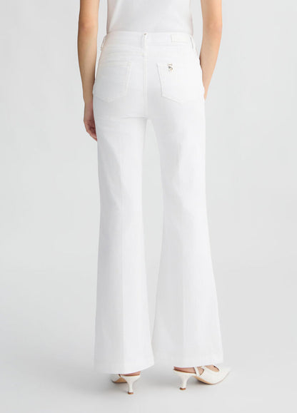 Liu Jo Pantaloni Flaire Stretch Bianco Donna