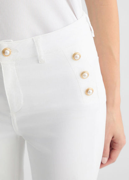 Liu Jo Pantaloni Flaire Stretch Bianco Donna