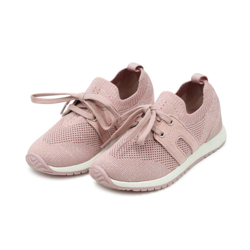 L'Amour Toddler Girls Lizzie Pink Fly Knit Sneaker - Casual Athletic Shoe