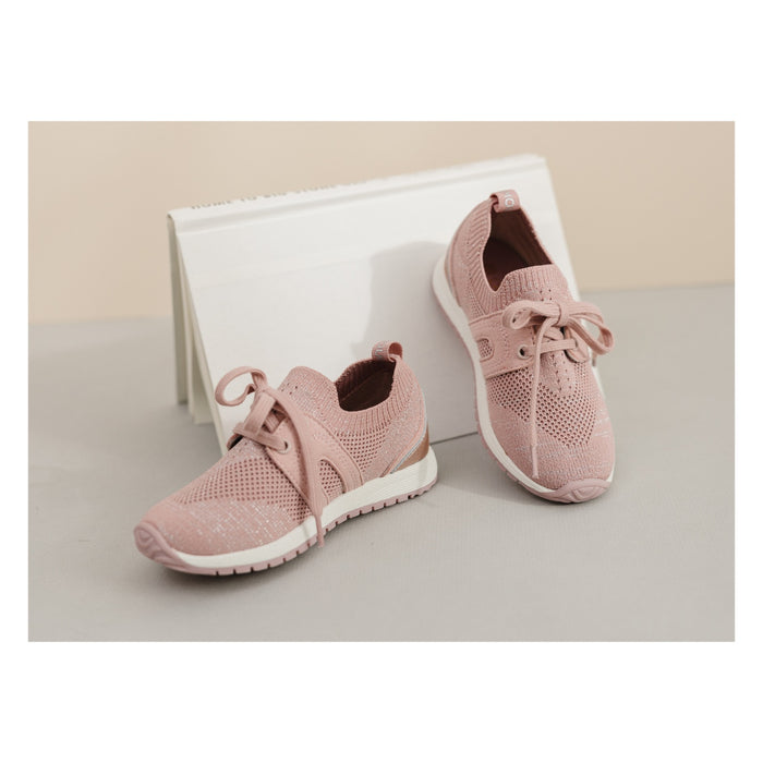 L'Amour Toddler Girls Lizzie Pink Fly Knit Sneaker - Casual Athletic Shoe