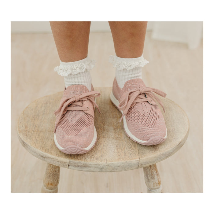 L'Amour Toddler Girls Lizzie Pink Fly Knit Sneaker - Casual Athletic Shoe