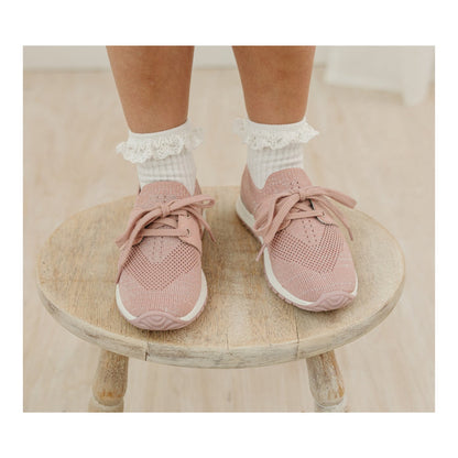 L'Amour Toddler Girls Lizzie Pink Fly Knit Sneaker - Casual Athletic Shoe