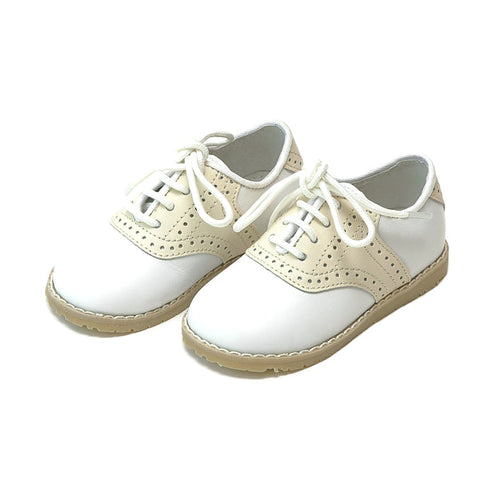 L'Amour Boys Luke Beige Two Tone Leather Saddle Shoe - Lamourshoes.com