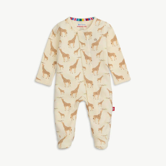 Magnetic Me - Cream Giraffe Organic Cotton Mag Footie