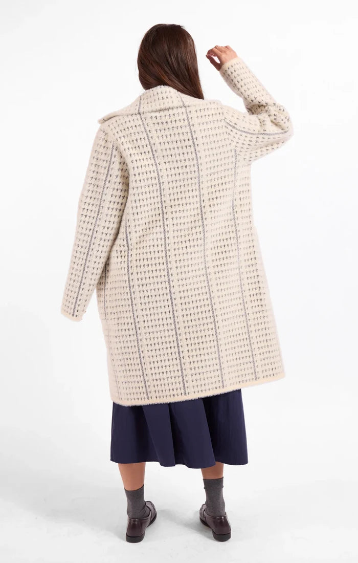 Marceau Houndstooth Coat- Ivory/Slate