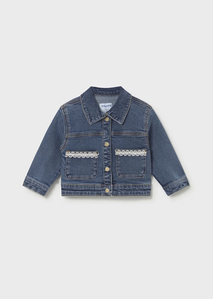Mayoral – Jacket in Dark Denim with Lace