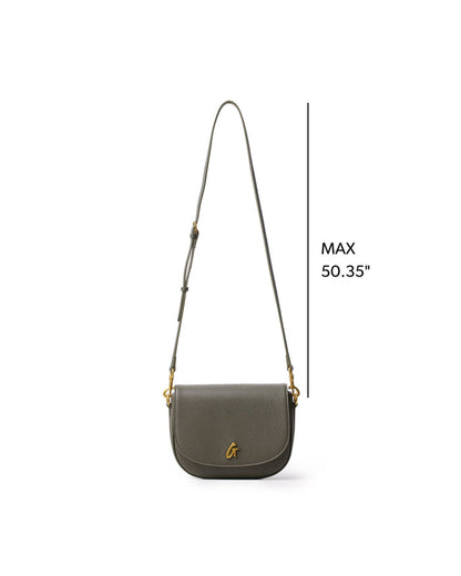 Olive green medium pebble shoulder bag with adjustable strap and gold-tone hardware for a stylish look.