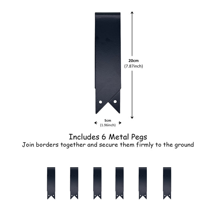 Clips for grey metal edge 15cm high with dimensions on a white background