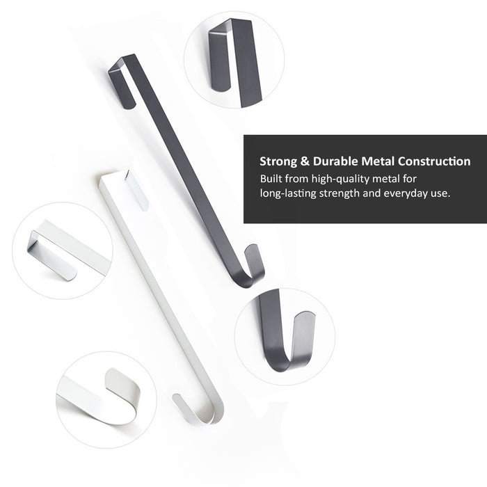 Metal hooks with text highlighting its strength and durability on a white background
