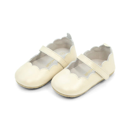 Mimi Baby Girls Oyster Suede Scalloped Mary Jane Crib Shoe (Infant) - L'Amour Shoes