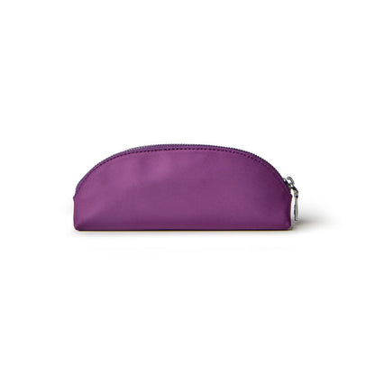 Mini nylon pouch in vibrant purple, featuring a sleek design and zip closure for stylish organization.